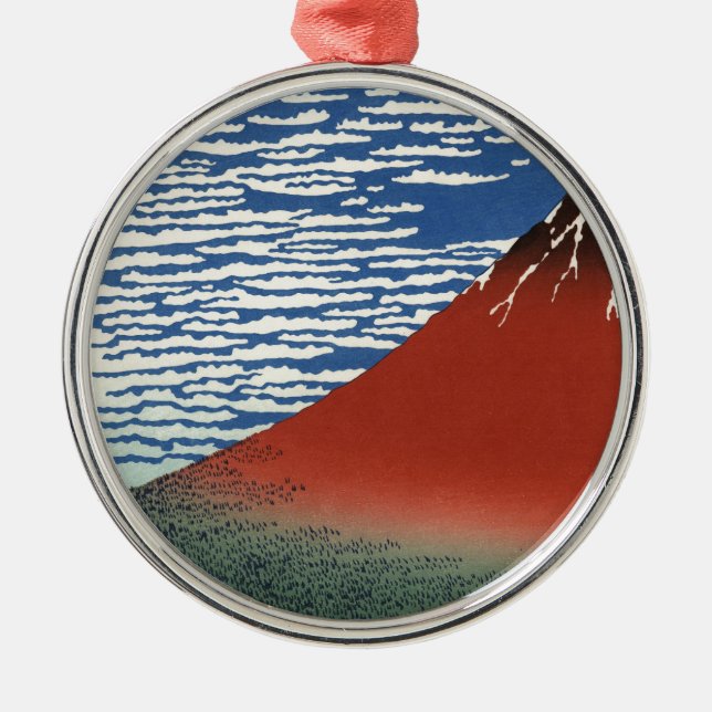 Mount Fuji Volcano Japan Malerei Silbernes Ornament (Vorne)