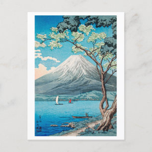 Mount Fuji vom See Yamanaka Japanischer Holzblock Postkarte