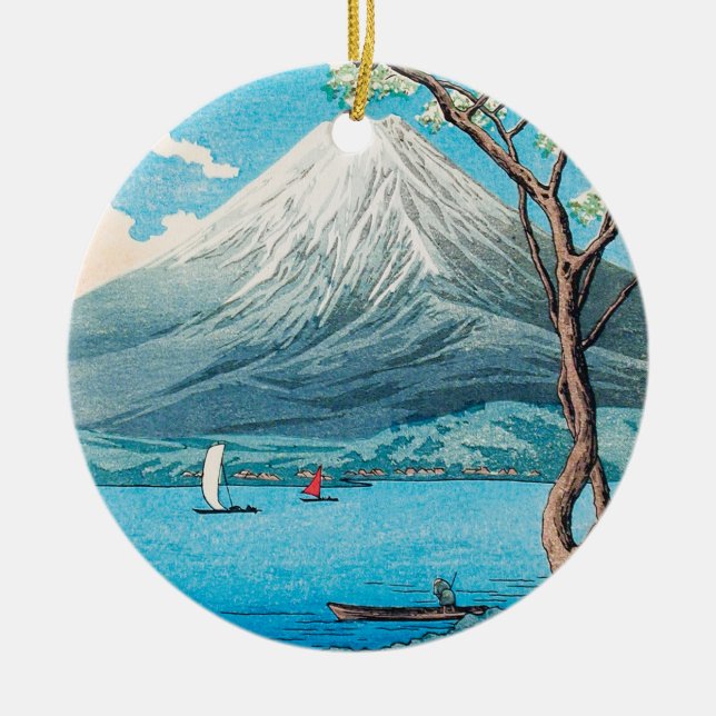 Mount Fuji vom See Yamanaka von Hiroaki Takahashi Keramik Ornament (Vorne)