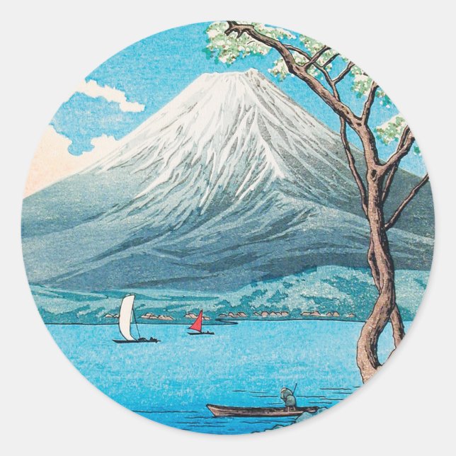 Mount Fuji vom See Yamanaka von Hiroaki Takahashi Runder Aufkleber (Vorderseite)