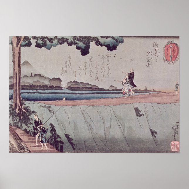 Mount Fuji vom Ufer des Sumida Poster (Vorne)