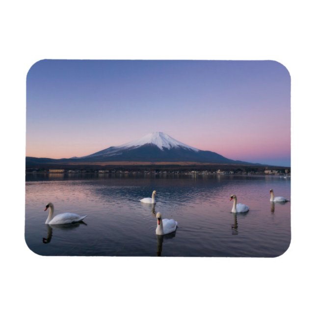 Mount Fuji | Yamanaka-See mit Schwänen Magnet (Horizontal)