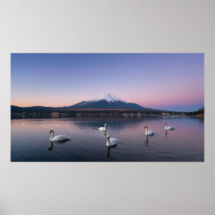Mount Fuji   Yamanaka-See mit Schwänen Poster
