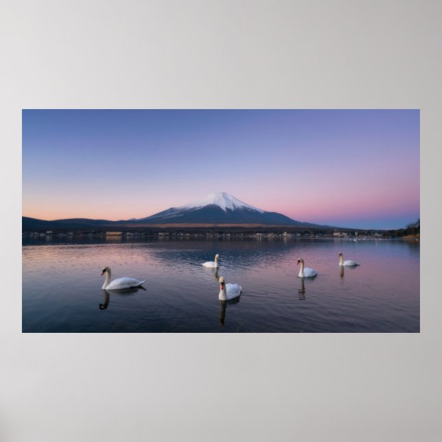 Mount Fuji | Yamanaka-See mit Schwänen Poster (Vorne)