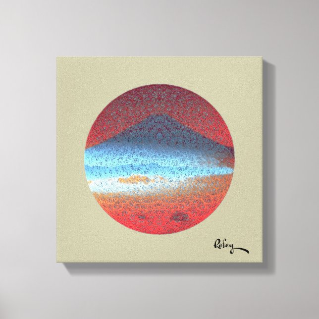 Mount Fuji Yellow Beige von Rofey Leinwanddruck (Vorderseite)