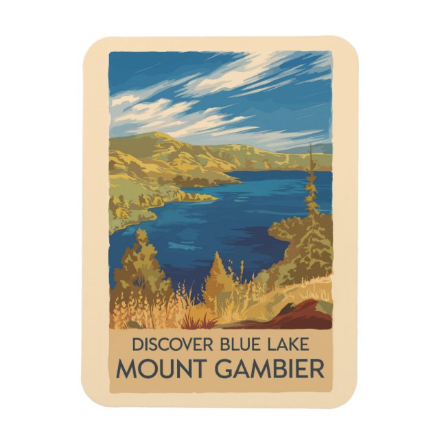 Mount Gambier Australia Illustration Travel Art Magnet (Vertikal)