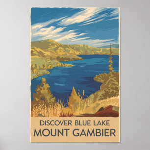 Mount Gambier Australia Illustration Travel Art Poster