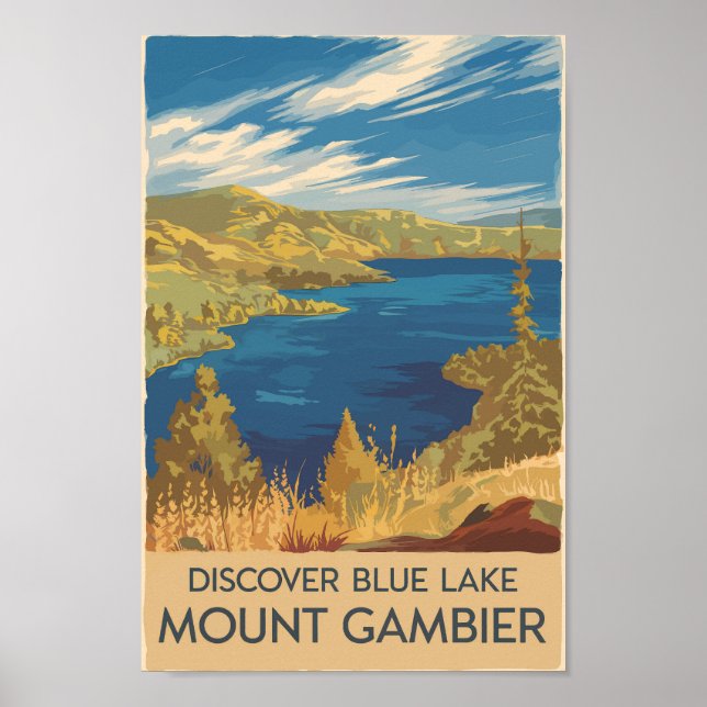 Mount Gambier Australia Illustration Travel Art Poster (Vorne)