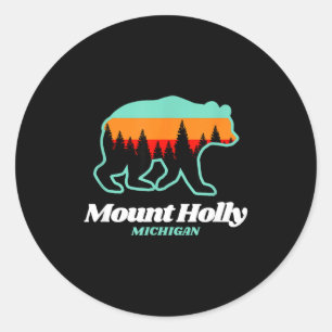 Mount Holly Michigan Skifahren Snowboarden Bär Runder Aufkleber