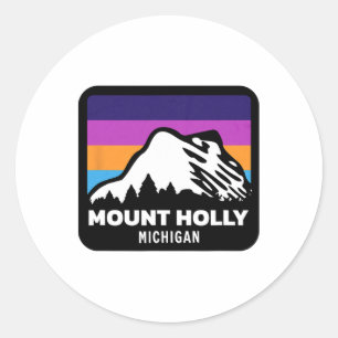 Mount Holly Michigan Skifahren Snowboarden Familie Runder Aufkleber