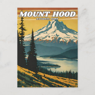 Mount Hood National Park Illustration Retro Decora Postkarte
