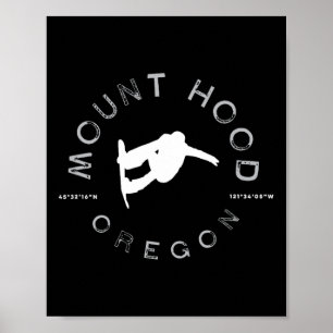 Mount Hood Oregon Graphic Vintag Snowboarden Poster