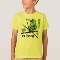 Mount Hood Oregon Green Skier Jungs Tee