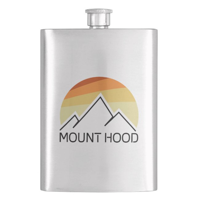 Mount Hood Oregon Retro Flachmann (Vorderseite)