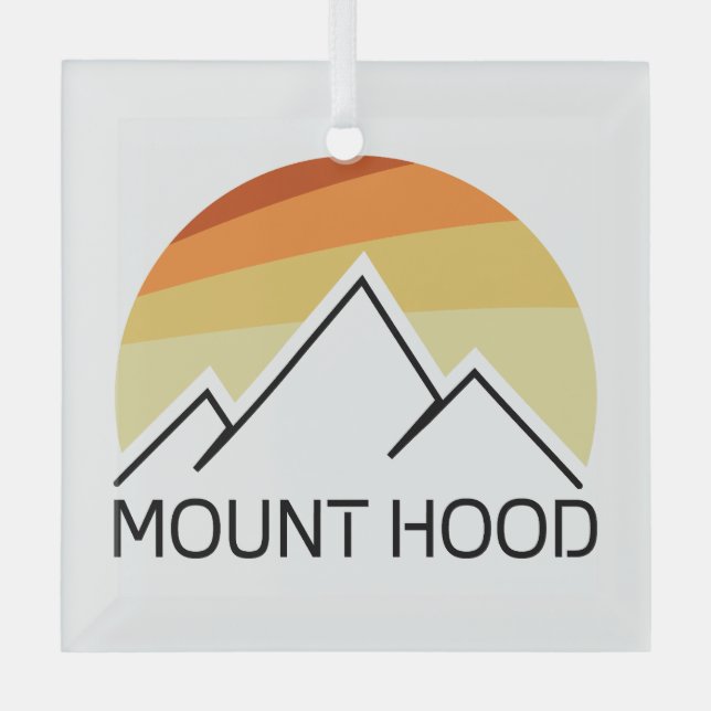 Mount Hood Oregon Retro Ornament Aus Glas (Vorderseite)