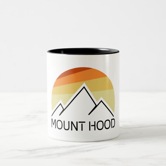 Mount Hood Oregon Retro Zweifarbige Tasse (Mittel)