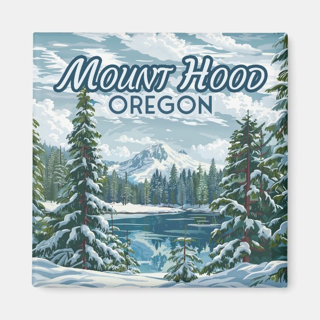 Mount Hood Oregon Ski Pazifik Nordwestwinter Magnet (Vorne)