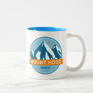 Mount Hood Oregon Stars Moon Zweifarbige Tasse