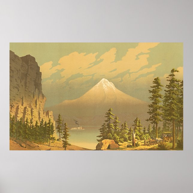 Mount Hood Oregon Vintage Landschaft Poster (Vorne)