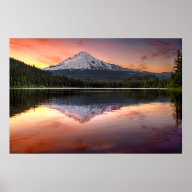 Mount Hood Reflection on Trillium Lake Poster (Vorne)