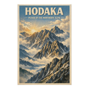 Mount Hotaka, Japan, in klassischem Retro-Stil Poster