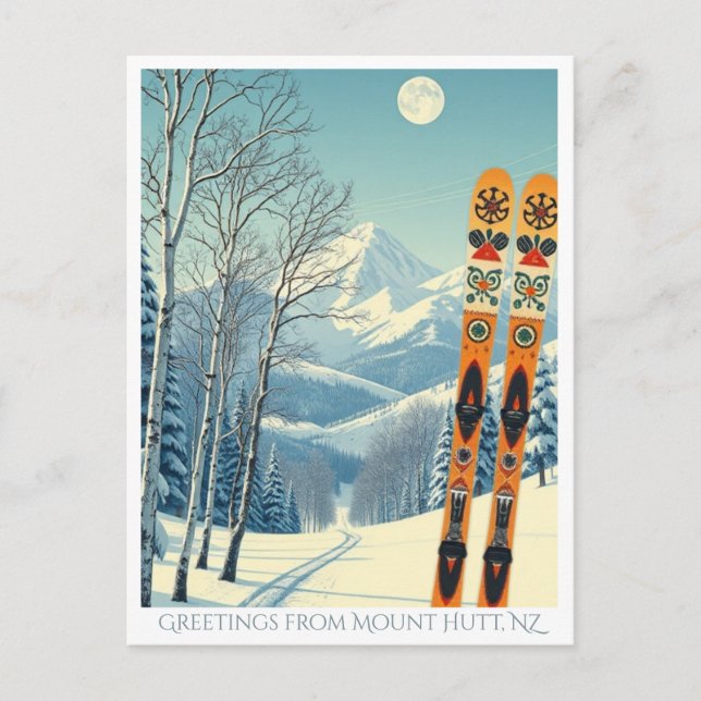 Mount Hutt Neuseeland Skiurlaub Postkarte (Vorderseite)