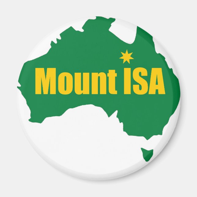 Mount Isa Green und Gold Karte Magnet (Vorne)