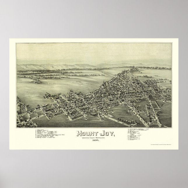 Mount Joy, PA Panoramic Map - 1894 Poster (Vorne)