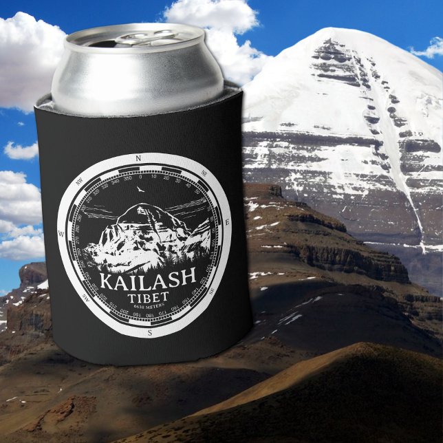 Mount Kailash - Gang Rinpoche Tibet Dosenkühler (Mount Kailash - Gang Rinpoche Can Cooler in Back with a white compass and mountain illustration)