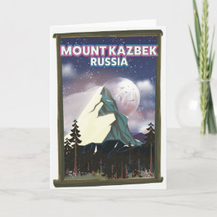 Mount Kazbek russisches Reiseplakat. Feiertagskarte