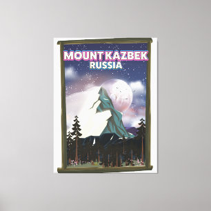Mount Kazbek russisches Reiseplakat. Leinwanddruck