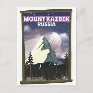 Mount Kazbek russisches Reiseplakat. Postkarte
