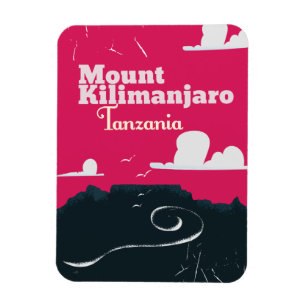 Mount Kilimandscharo Vintage-Cartoon-Plakat Magnet