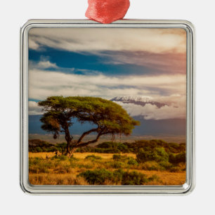 Mount Kilimanjaro   Amboseli, Kenia Ornament Aus Metall