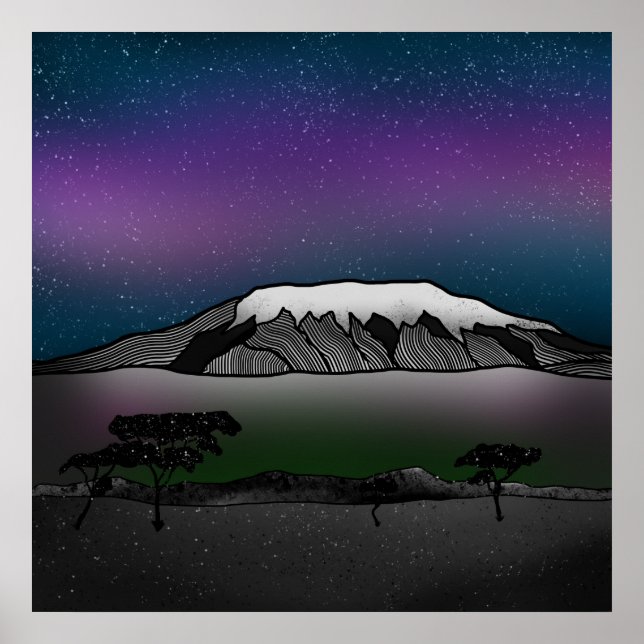 Mount Kilimanjaro Illustration Poster (Vorne)