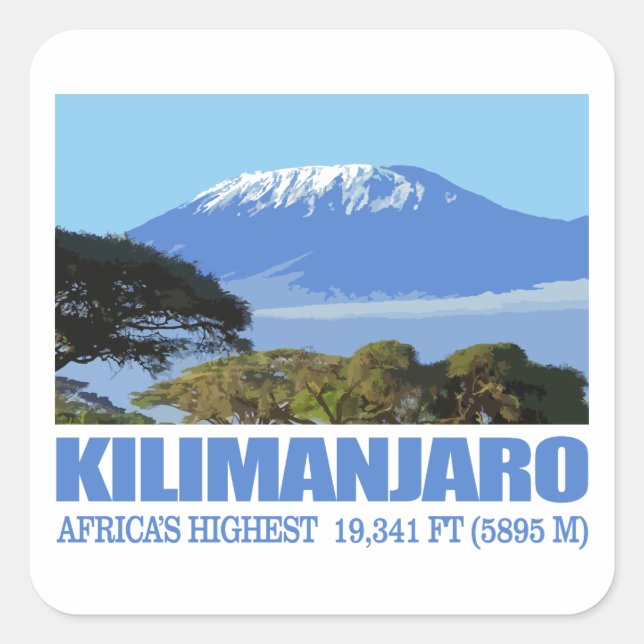 Mount Kilimanjaro Quadratischer Aufkleber (Vorderseite)