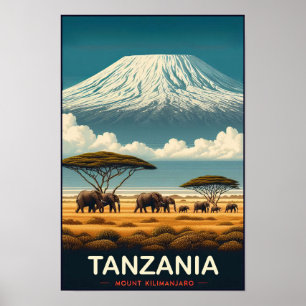 Mount Kilimanjaro Safari – Vintage Tansania Reise Poster