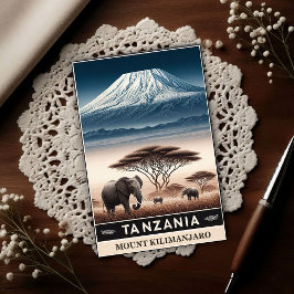 Mount Kilimanjaro Safari – Vintage Tanzania Travel Postkarte