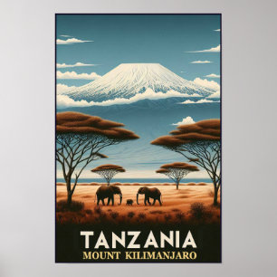 Mount Kilimanjaro Safari - Vintages Tansania Reise Poster