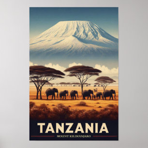Mount Kilimanjaro Safari - Vintages Tansania Reise Poster