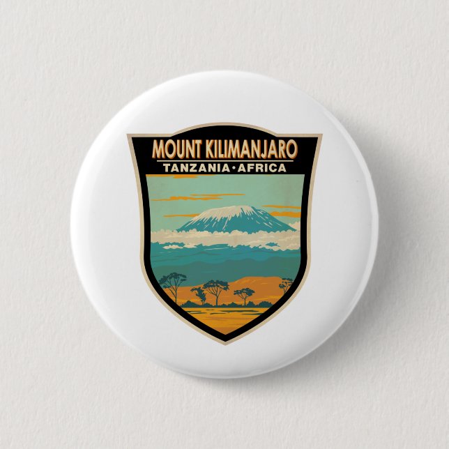 Mount Kilimanjaro Tansania Afrika Vintag Button (Vorderseite)