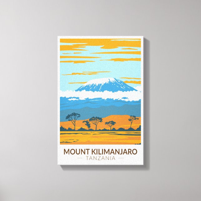 Mount Kilimanjaro Tansania Afrika Vintag Leinwanddruck (Vorderseite)