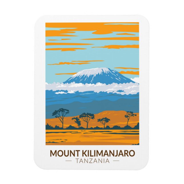 Mount Kilimanjaro Tansania Afrika Vintag Magnet (Vertikal)