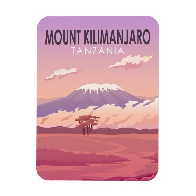Mount Kilimanjaro Tansania Afrika Vintag Magnet (Vertikal)