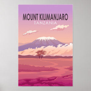 Mount Kilimanjaro Tansania Afrika Vintag Poster