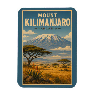 Mount Kilimanjaro Tansania Illustration Reise Kuns Magnet