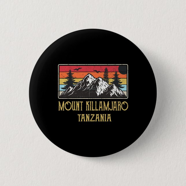Mount Kilimanjaro Tansania Vintag Retro Klettern Button (Vorderseite)
