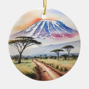 Mount Kilimanjaro Tansania Wasserfarbe Keramik Ornament