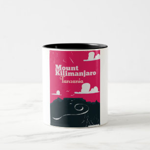 Mount Kilimanjaro Vintag Cartoon Poster Zweifarbige Tasse
