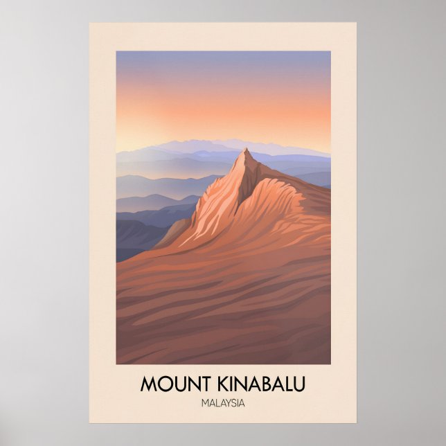 Mount Kinabalu Malaysia Reiseplakat Poster (Vorne)